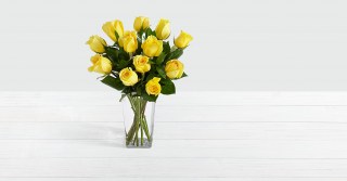 One dozen yellow roses